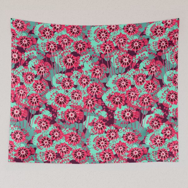 Item preview, Alpine flowers, Dark pink and turquoise version designed and sold by Alex  Blud.