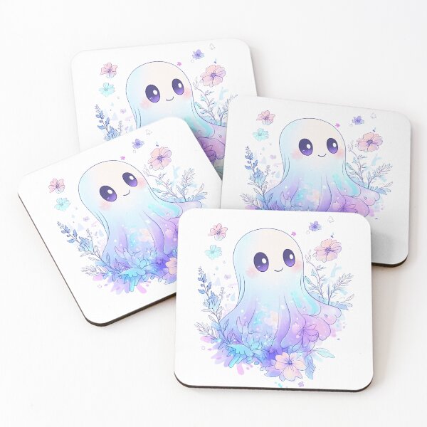 Item preview, Cute Ghost and Flowers designed and sold by NicolasGlowArt.