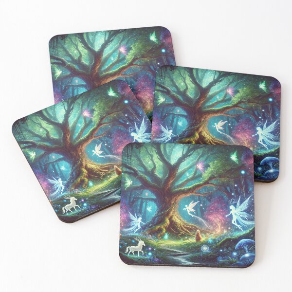 Item preview, Magical Enchanted Forest with Glowing Trees and Mystical Creatures designed and sold by TeslaSt0re.