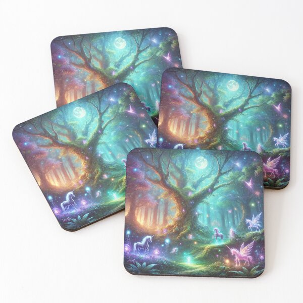Item preview, Ethereal Forest of Magic with Glowing Trees and Fairytale Creatures designed and sold by TeslaSt0re.