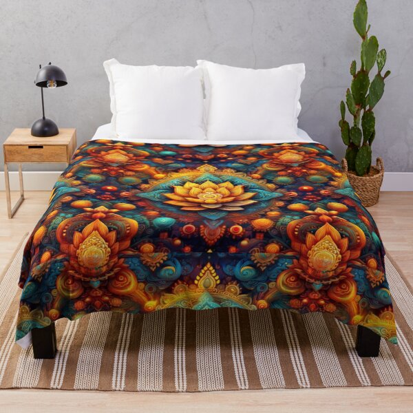 Item preview, Trippy psychedelic Indian inspired colourful floral design #26 designed and sold by GeoffBeattie.
