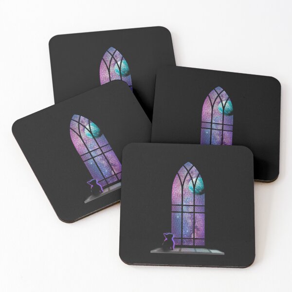 Item preview, Kitten Looking at Colourful Cosmic Scene Through Church Window designed and sold by Iiswaz.