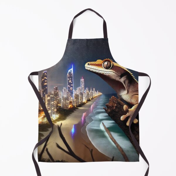 Item preview, Australian Gecko at Night Over Surfers Paradise – Wildlife & Cityscape designed and sold by NocturnalNook.
