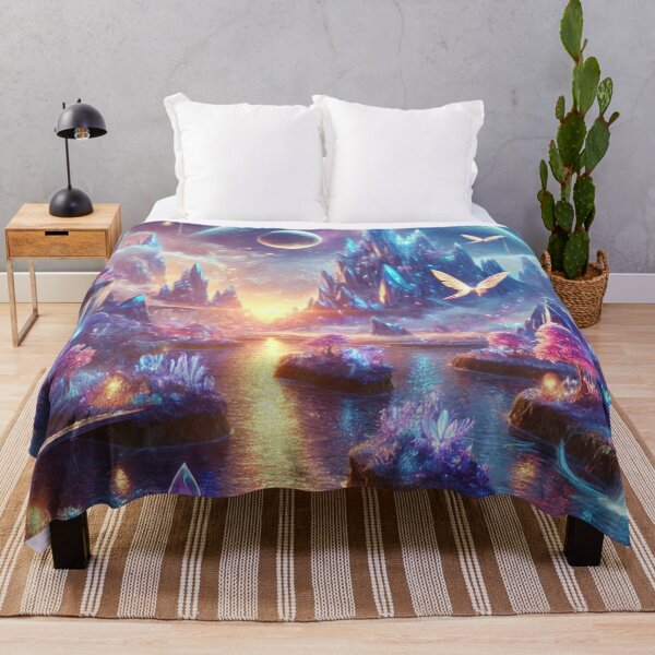 Item preview, Surreal Fantasy World with Glowing Crystal Mountains and Mystical Light designed and sold by TeslaSt0re.