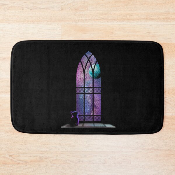 Item preview, Kitten Looking at Colourful Cosmic Scene Through Church Window designed and sold by Iiswaz.