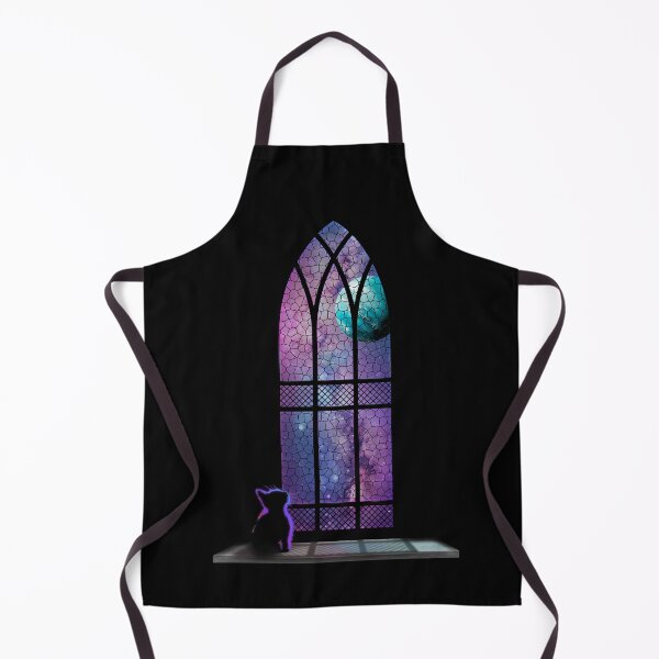 Item preview, Kitten Looking at Colourful Cosmic Scene Through Church Window designed and sold by Iiswaz.