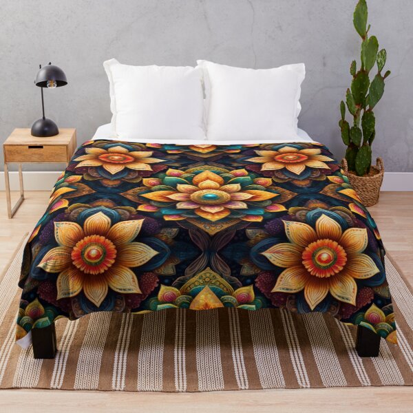 Item preview, psychedelic Indian lotus inspired colourful floral design #27 designed and sold by GeoffBeattie.