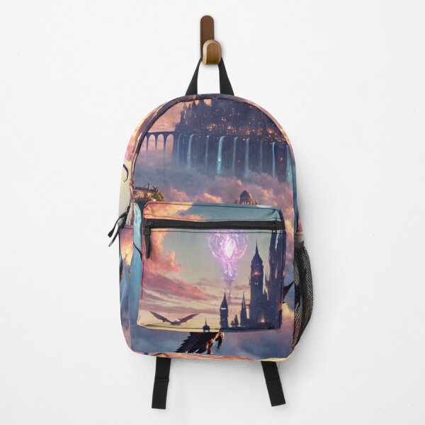 Item preview, Majestic Floating City in the Sky with Waterfalls and Dragons designed and sold by TeslaSt0re.