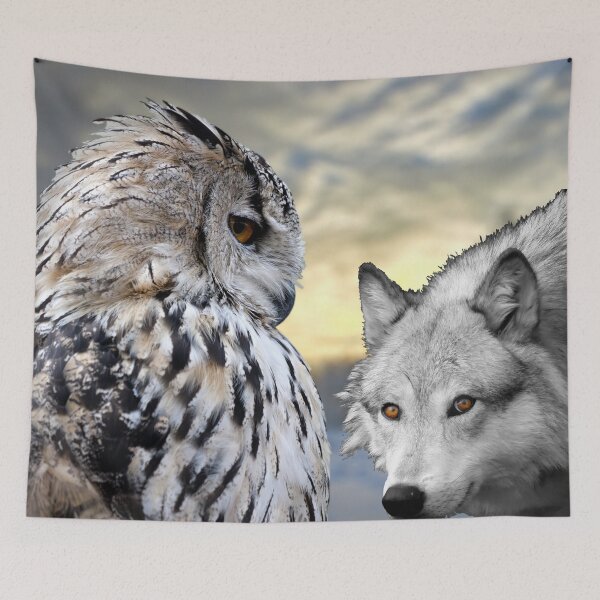 Item preview, wolves and owls designed and sold by johnnyssandart.