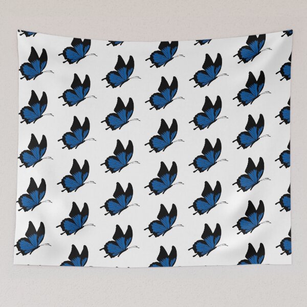 Item preview, Flying Butterfly Illustration - Blue and Black designed and sold by MrsCreative1.