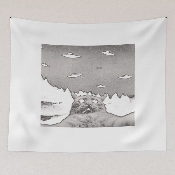 Item preview, Retro Graphic Alien Funny Selfies Cute Cat With UFO designed and sold by MOHAMED FRASER.