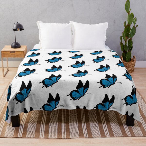 Item preview, Flying Butterfly Illustration - Light Blue and Black designed and sold by MrsCreative1.