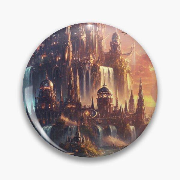 Item preview, Majestic Floating Castle Surrounded by Waterfalls and Guarded by Dragons designed and sold by TeslaSt0re.