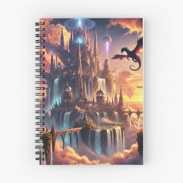 Item preview, Majestic Floating Castle Surrounded by Waterfalls and Guarded by Dragons designed and sold by TeslaSt0re.