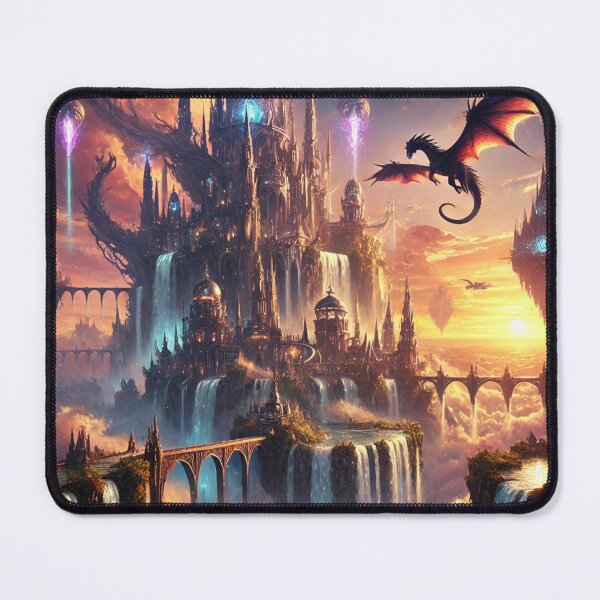 Item preview, Majestic Floating Castle Surrounded by Waterfalls and Guarded by Dragons designed and sold by TeslaSt0re.