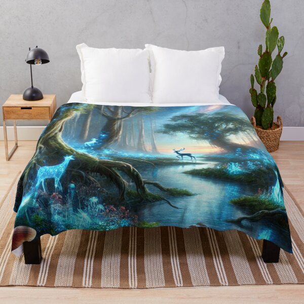 Item preview, Bosque encantado que brilla con bioluminiscencia y criaturas místicas designed and sold by TeslaSt0re.