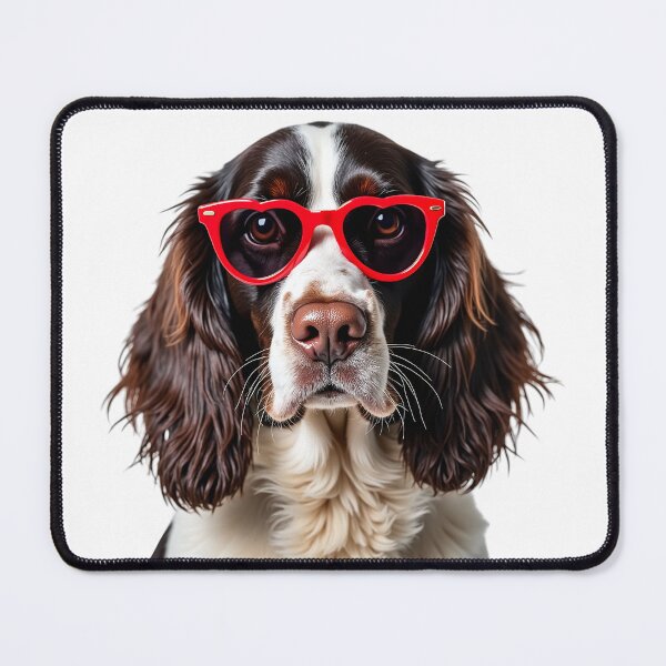 Item preview, Funny cool English Springer Spaniel dog wearing a heart shape sunglasses designed and sold by LazyOwlStore.