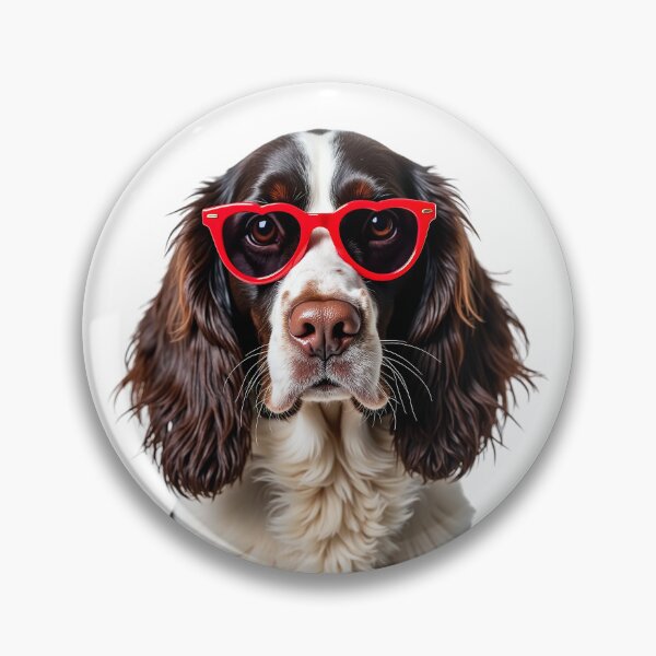 Item preview, Funny cool English Springer Spaniel dog wearing a heart shape sunglasses designed and sold by LazyOwlStore.