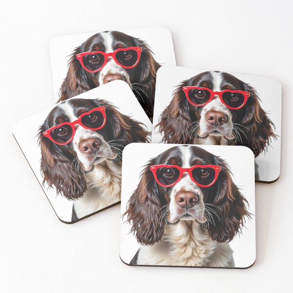 Item preview, Funny cool English Springer Spaniel dog wearing a heart shape sunglasses designed and sold by LazyOwlStore.