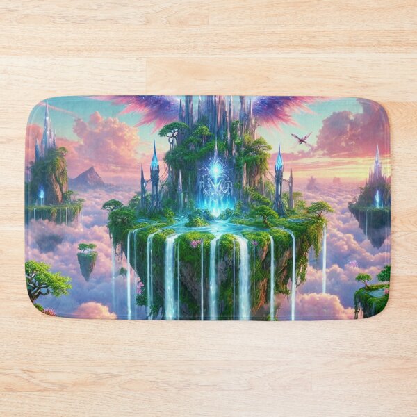 Item preview, Floating Island of Lush Greenery with Cascading Waterfalls in a Fantasy World designed and sold by TeslaSt0re.