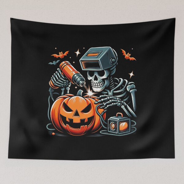 Item preview, Welder Skull - Funny Halloween Costume Welder Skeleton Welding a Spooky Pumpkin designed and sold by JUSTBEELEGANT.