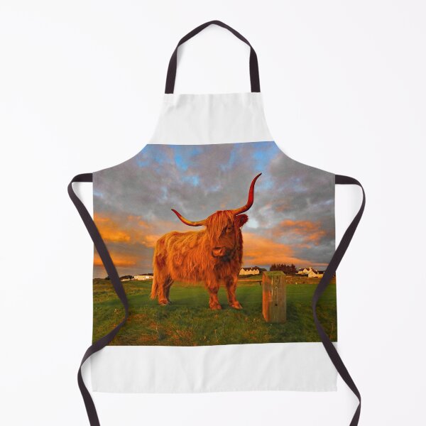 Item preview, Highland Cow on Brora Golf Course at Sunrise designed and sold by sandysshoots.