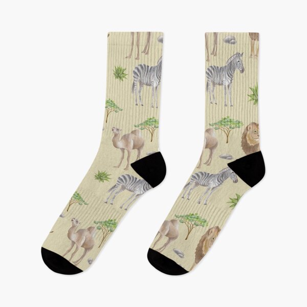 Item preview, safari pattern, savanna, elephant, giraffe, flamingo, lion, camel, zebra, watercolor designed and sold by Tetiana Pohurska.