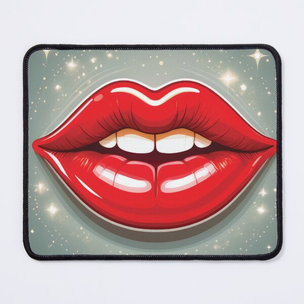 Item preview, A pair of full, red lips set against a light gray background design. designed and sold by HEMRO.