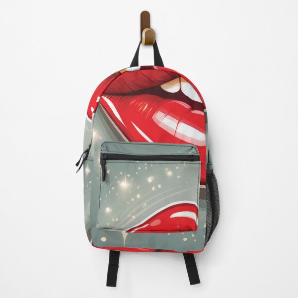 Item preview, A pair of full, red lips set against a light gray background design. designed and sold by HEMRO.