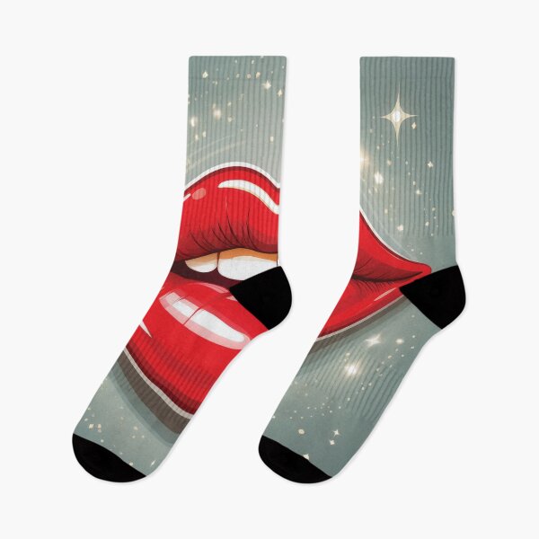 Item preview, A pair of full, red lips set against a light gray background design. designed and sold by HEMRO.