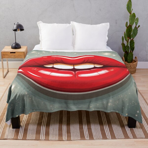 Item preview, A pair of full, red lips set against a light gray background design. designed and sold by HEMRO.