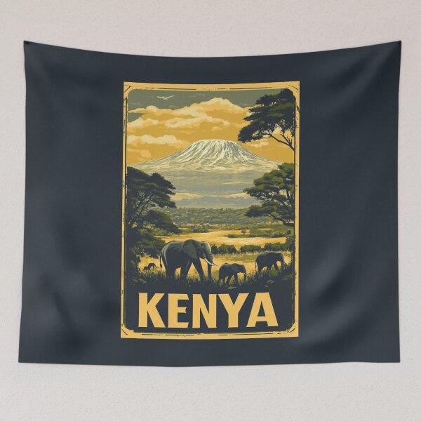 Item preview, A Vintage Travel Illustration of Mount Kenya  designed and sold by GoodOldVintage.