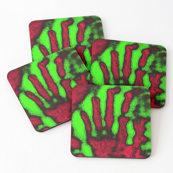 Item preview, Abstract Red Handprint on Green Background designed and sold by SXW Designs.