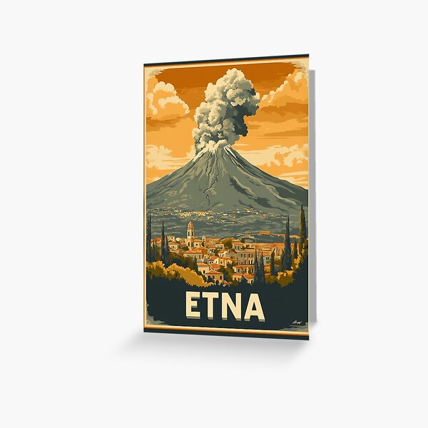 Item preview, A Vintage Travel Illustration of Mount Etna  designed and sold by GoodOldVintage.
