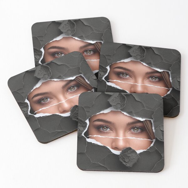 Item preview, Mysterious Female Eyes Behind Torn Paper Art designed and sold by ZetaDream.