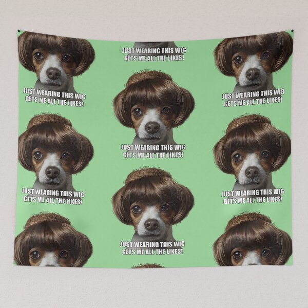 Item preview, Cheeky Jack Russell Bob Wig T-Shirt - 'All the Likes' Funny Dog Design, wallart , sticker designed and sold by ZloppyDesign.
