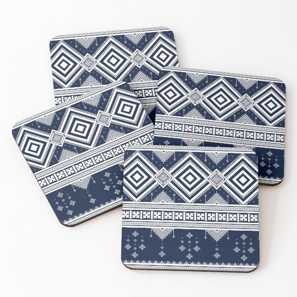 Item preview, Blue and white ethnic detail pattern designed and sold by _Patternique_.