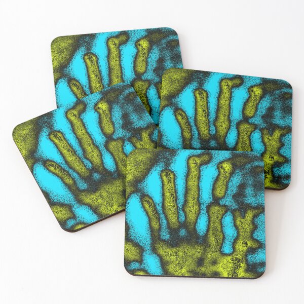 Item preview, Abstract Yellow Handprint on Teal Background designed and sold by SXW Designs.