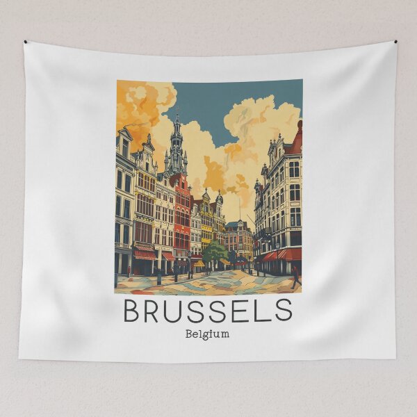Item preview, A Vintage Travel Illustration of Brussels - Belgium  designed and sold by GoodOldVintage.