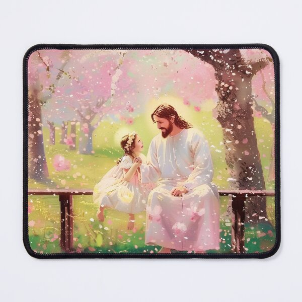 Item preview, Jesús hablando con una niña en un jardín de flores designed and sold by AIEngine.