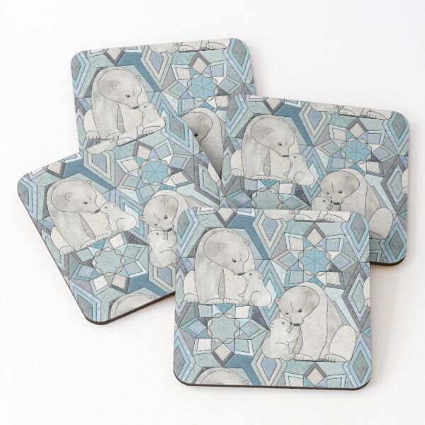 Item preview, Polar Bear Love Winter Cheater Quilt in Monochrome Blues and Greys Pattern designed and sold by micklyn.
