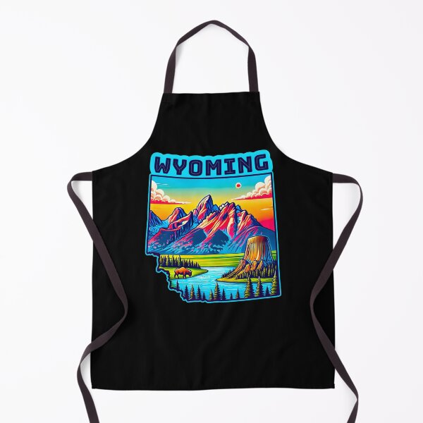 Item preview, Wyoming State Map USA Skyline and Landmarks Illustration- travel souvenir art designed and sold by Unitepeople.
