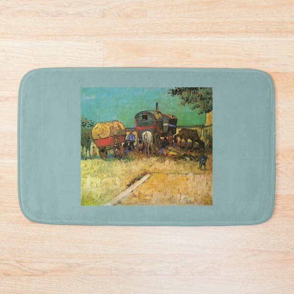 Item preview, Encampment of Gypsies with Caravans Vincent van Gogh painting designed and sold by ArtUnova.