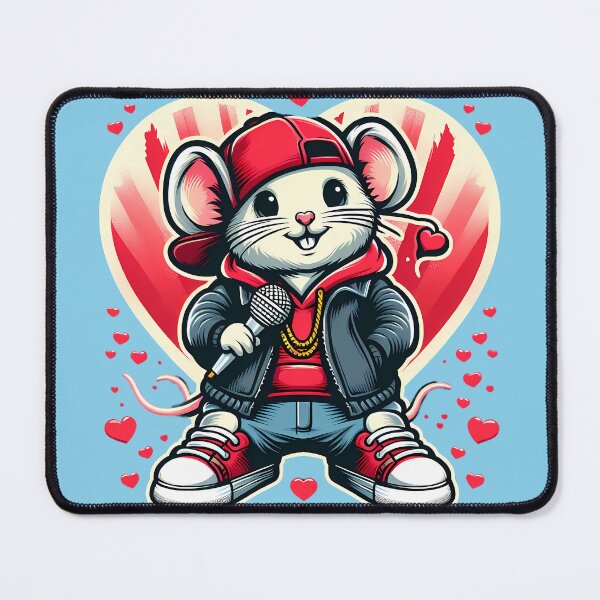 Item preview, Rap Mouse Cartoon with Love Heart designed and sold by ZetaDream.