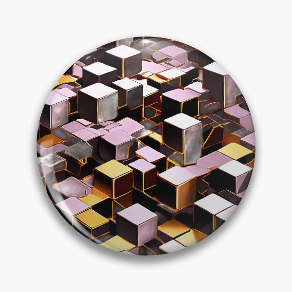 Item preview, A sharp, industrial pattern of cubes in metallic silver and gold designed and sold by Tchoice.