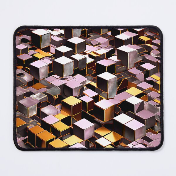 Item preview, A sharp, industrial pattern of cubes in metallic silver and gold designed and sold by Tchoice.
