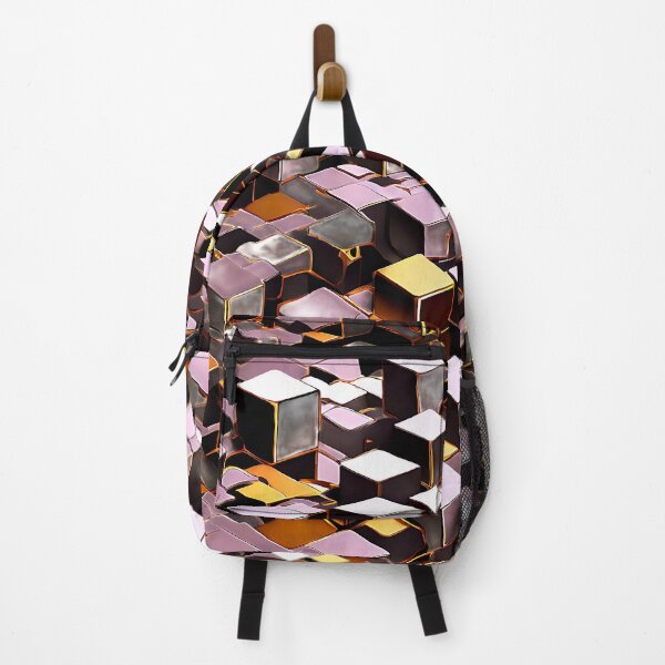 Item preview, A sharp, industrial pattern of cubes in metallic silver and gold designed and sold by Tchoice.
