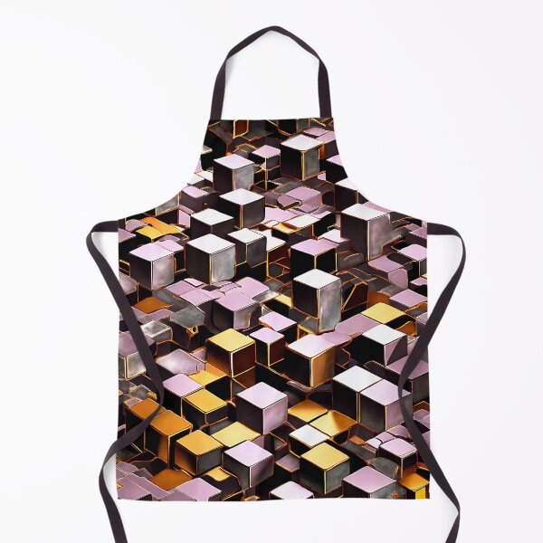 Item preview, A sharp, industrial pattern of cubes in metallic silver and gold designed and sold by Tchoice.