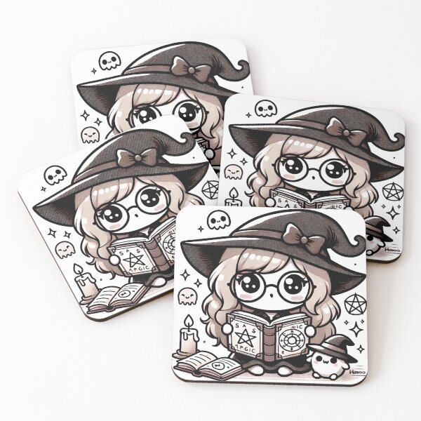 Item preview, Kawaii Witch with Spellbook Adorable Halloween Magic designed and sold by Pattamo1.