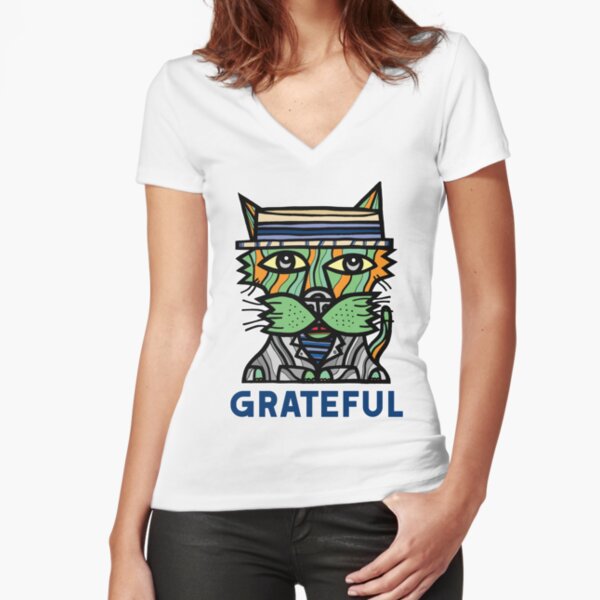 "Grateful" Fitted V-Neck T-Shirt